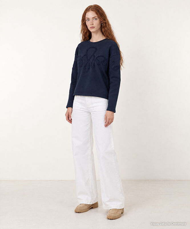 Regular Bisiklet Yaka Uzun Kol Sweatshirt