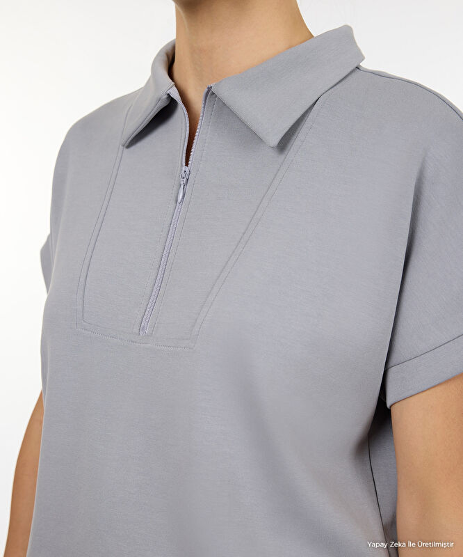 Regular Polo Yaka Kısa Kol Sweatshirt