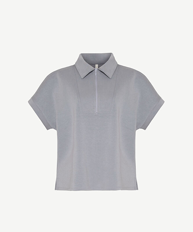 Regular Polo Yaka Kısa Kol Sweatshirt