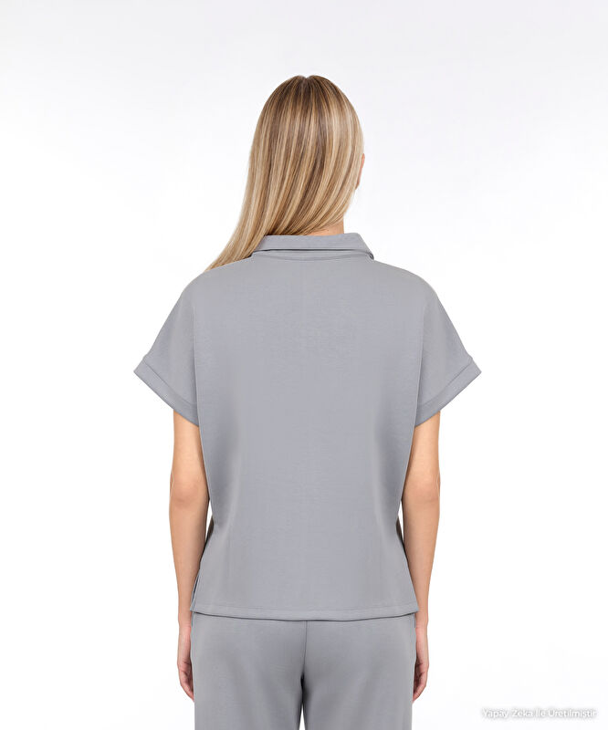 Regular Polo Yaka Kısa Kol Sweatshirt