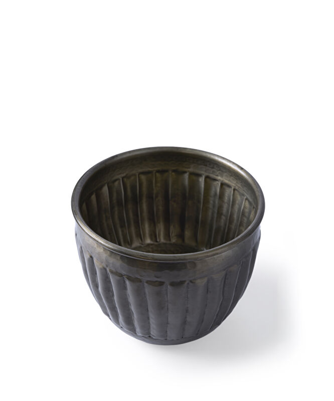 Kabartmalı Formlu Metal Saksı(20x18 Cm)