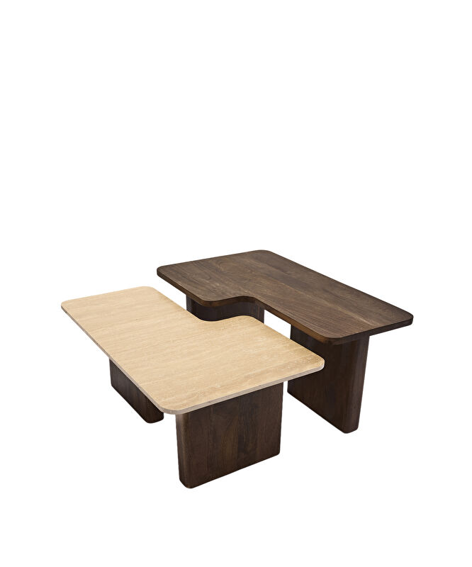Mango Ağacı Traverten Orta Sehpa(100x100x44 Cm)