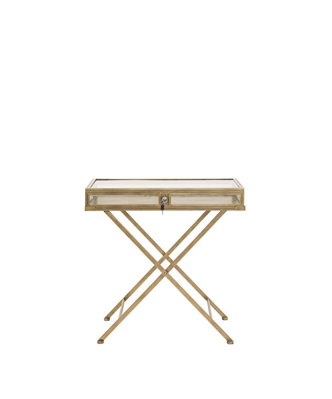 Cam Detaylı Metal Katlanılabilir Yan Sehpa(73x45x71 Cm)