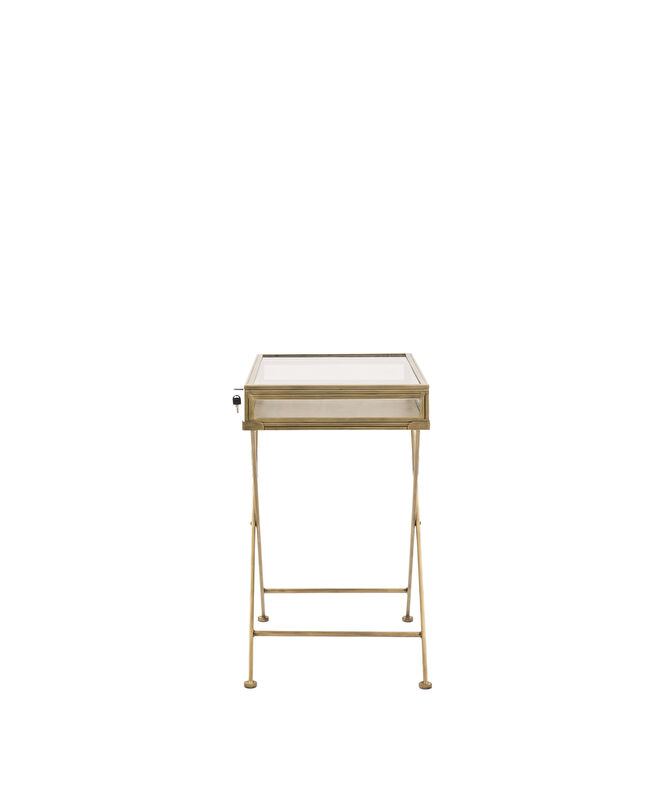 Cam Detaylı Metal Katlanılabilir Yan Sehpa(73x45x71 Cm)