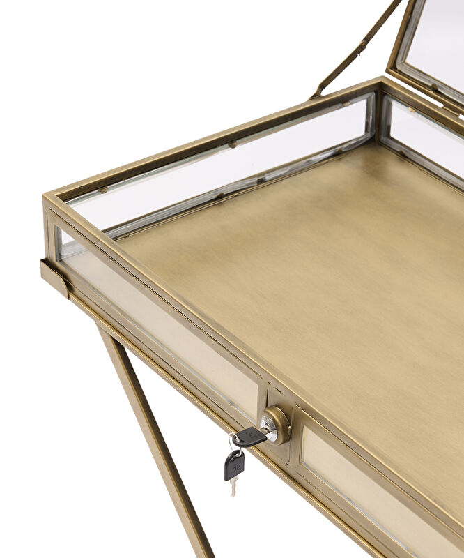 Cam Detaylı Metal Katlanılabilir Yan Sehpa(73x45x71 Cm)