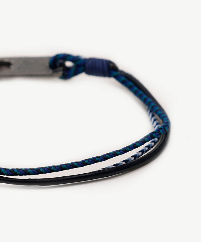 Deri Detaylı Renkli İp Bileklik