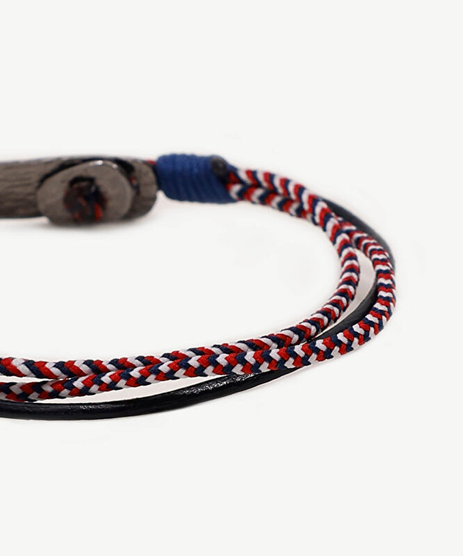 Deri Detaylı Renkli İp Bileklik