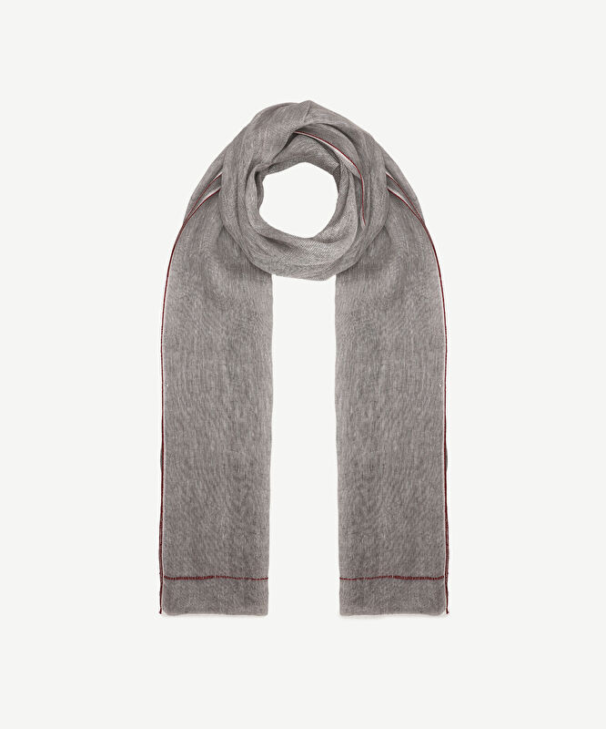 Şerit Detaylı Maskulen Şal