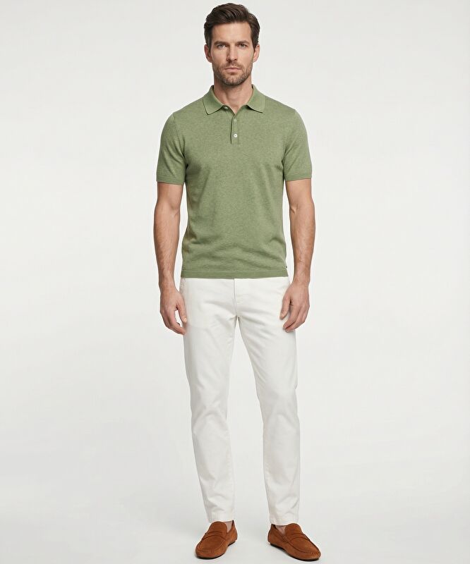 Regular Gömlek Yaka Kısa Kol Kazak