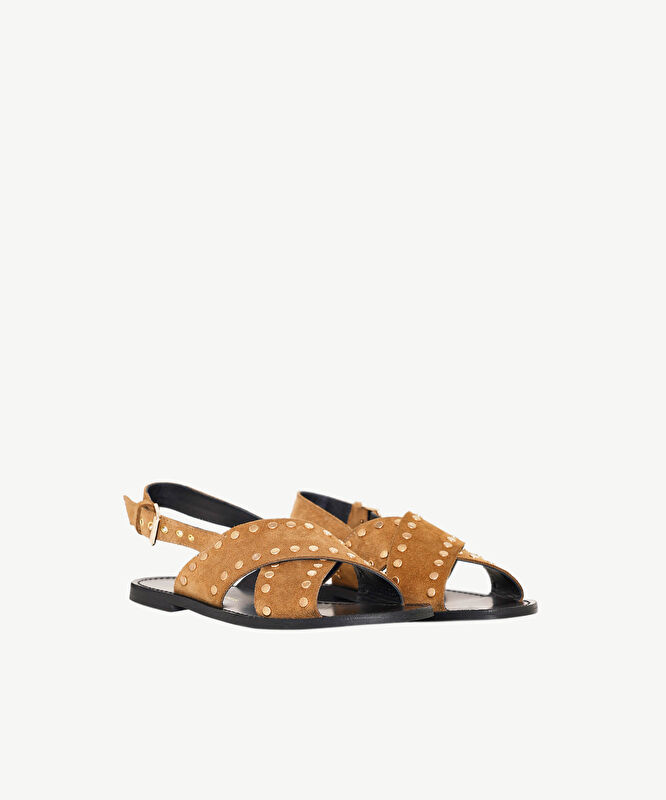 Çapraz Bantlı Trock Detaylı Deri Sandalet