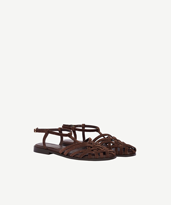 Önü Kafesli Arkası Açık Süet Ayakkabı