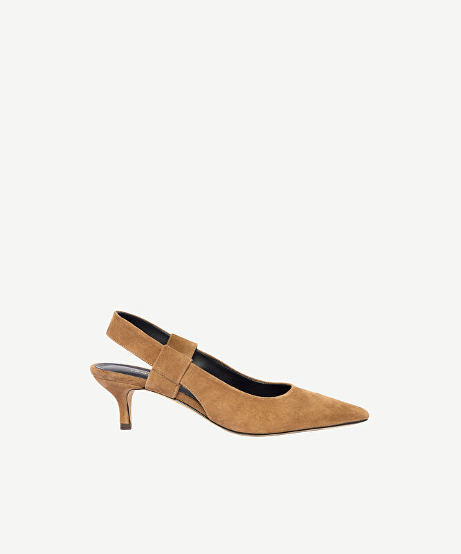 Arkası Açık Sivri Burunlu Deri Topuklu Ayakkabı