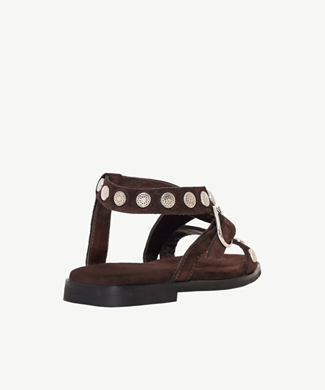 Aksesuarlı Süet Sandalet