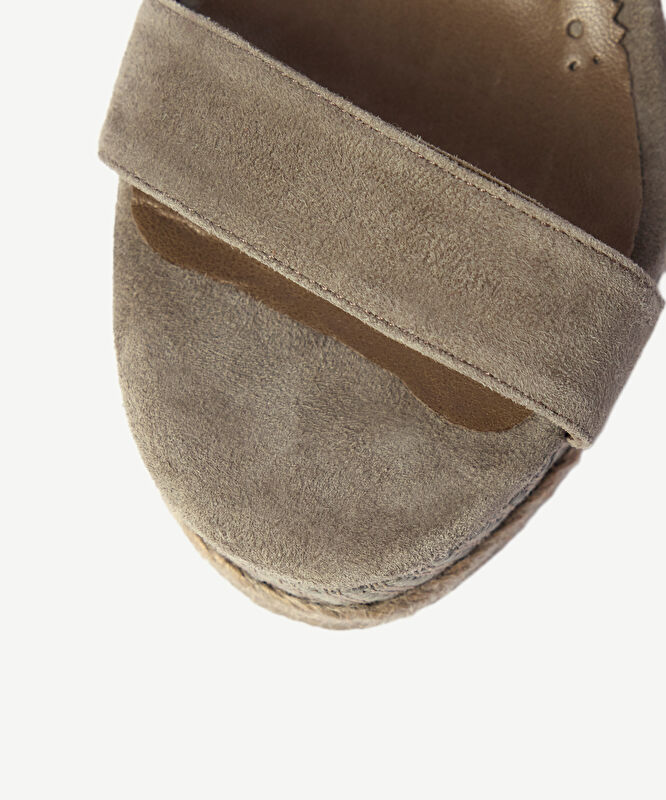 Tek Bantlı Tabanı Hasır Sargılı Süet Espadril