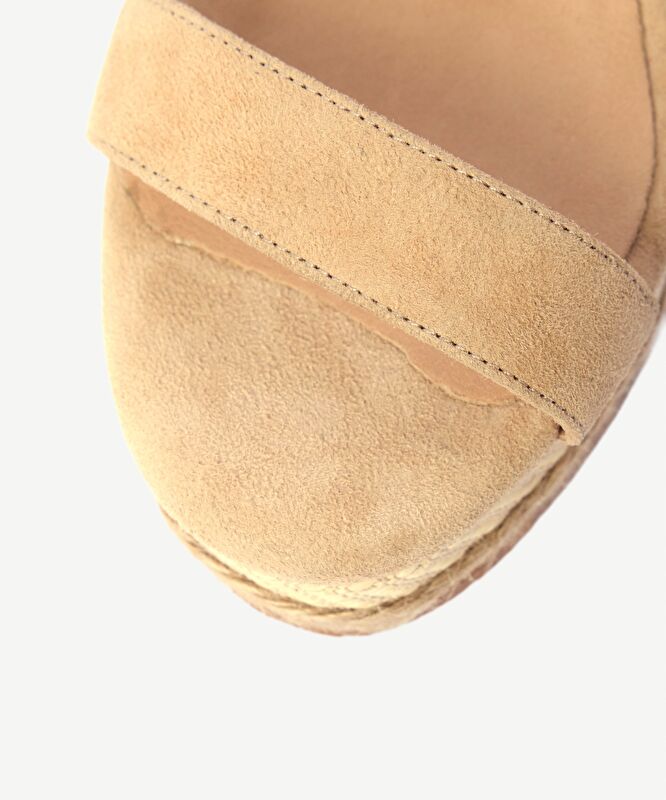 Tek Bantlı Tabanı Hasır Sargılı Süet Espadril