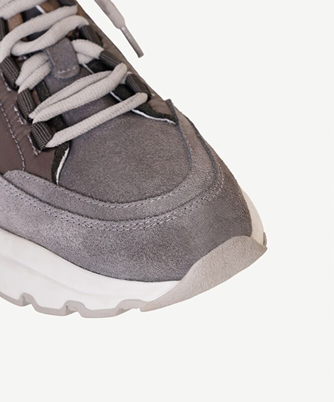 Kalın Tabanlı Paraşüt Kumaş Garnili Süet Spor Ayakkabı