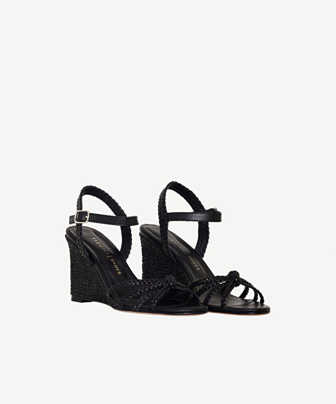 Örgü Düğümlü Dolgu Deri Espadril