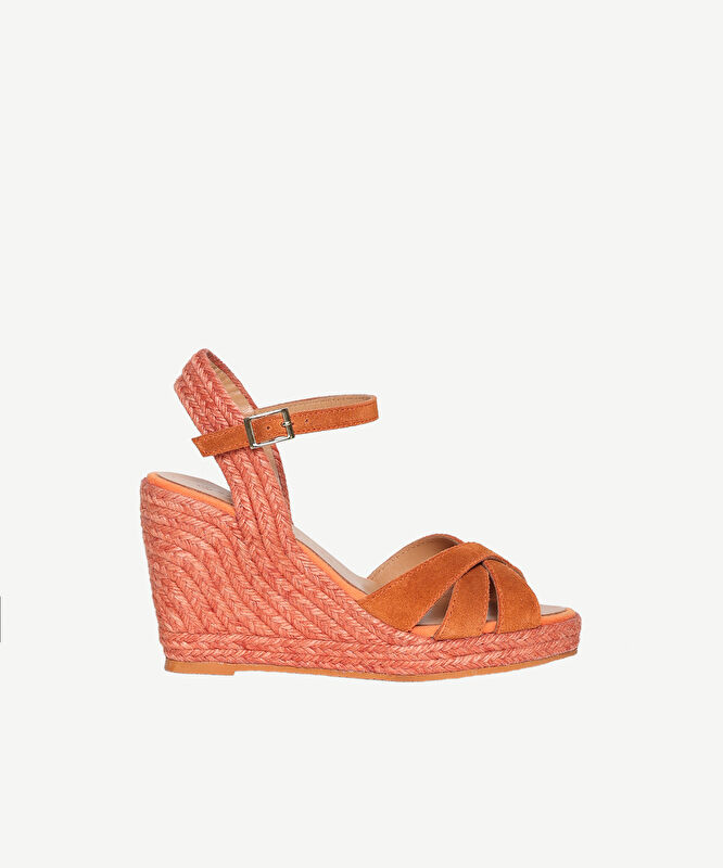 Çapraz Bantlı Dolgu Süet Espadril