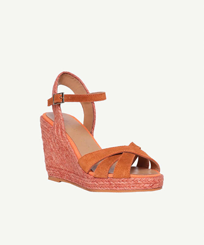 Çapraz Bantlı Dolgu Süet Espadril