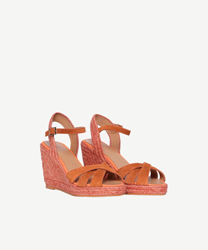 Çapraz Bantlı Dolgu Süet Espadril