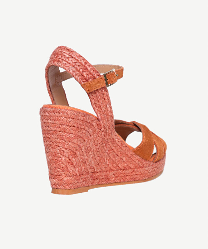 Çapraz Bantlı Dolgu Süet Espadril