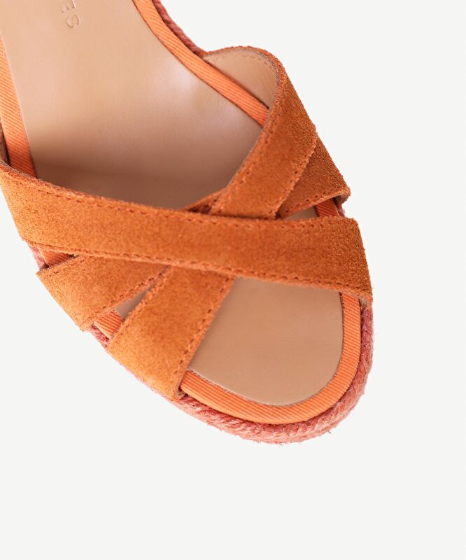 Çapraz Bantlı Dolgu Süet Espadril