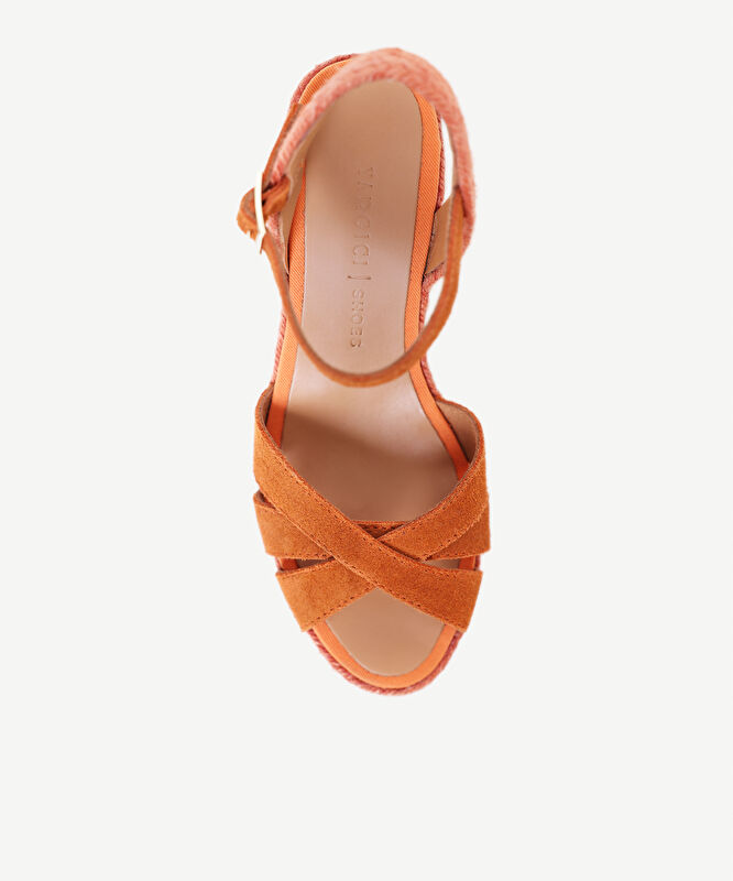 Çapraz Bantlı Dolgu Süet Espadril