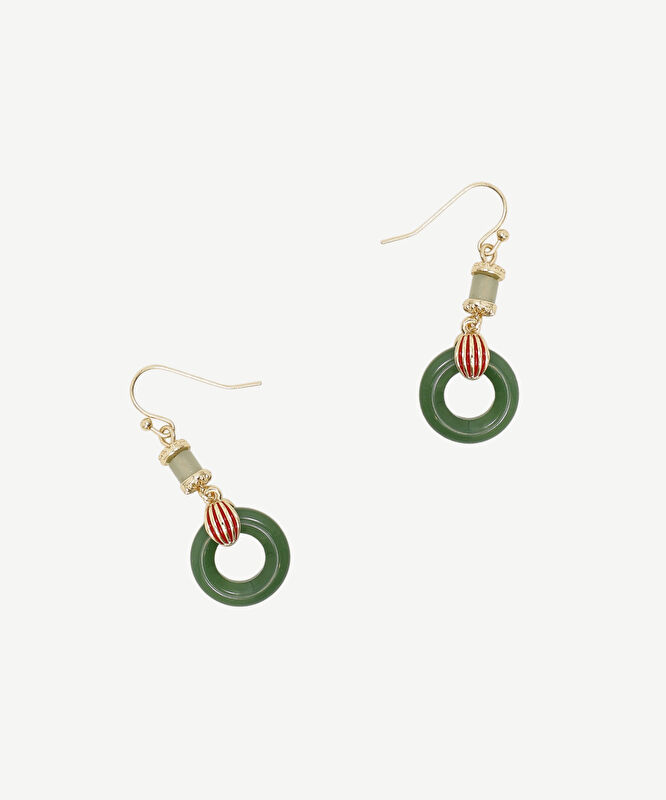 Cam Taş Detaylı Sallantılı Küpe