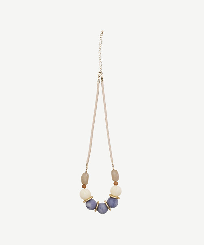 Ahşap Boncuk Detaylı İp Kolye