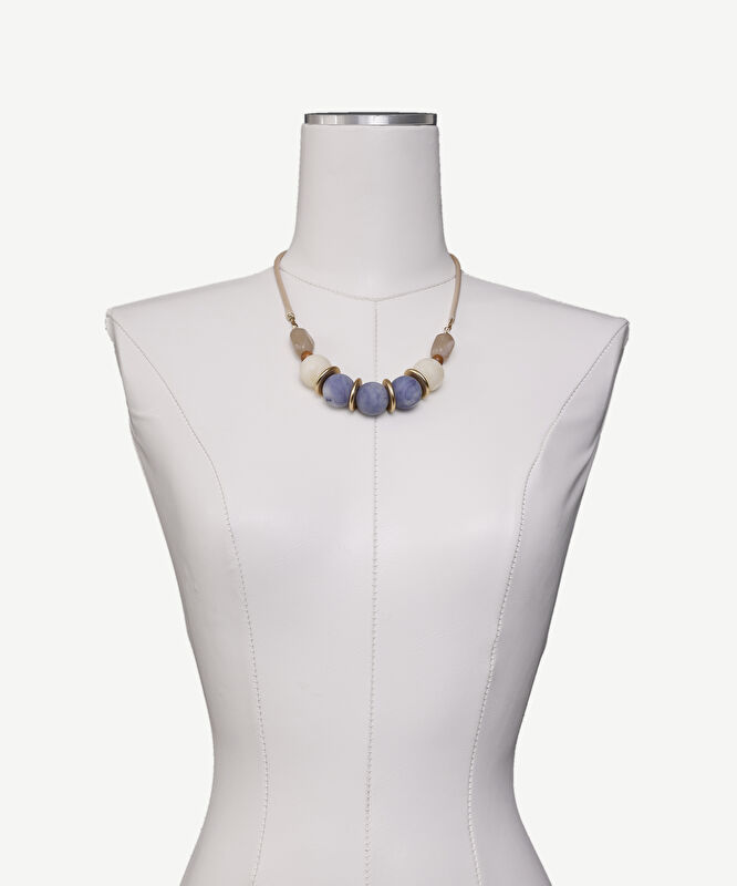 Ahşap Boncuk Detaylı İp Kolye