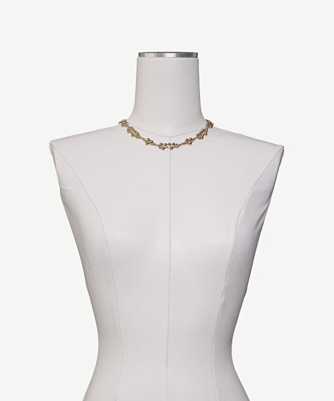 Yassı Boncuklu Zincir Kolye