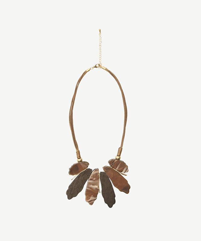 Ahşap Ve Akrilik Reçine Detaylı Kolye