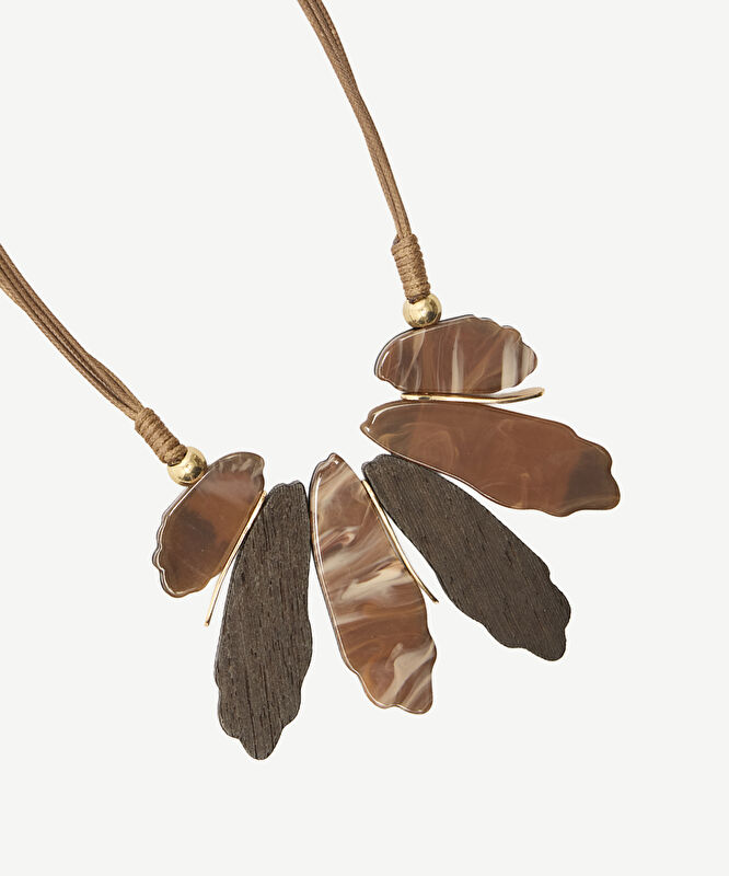 Ahşap Ve Akrilik Reçine Detaylı Kolye