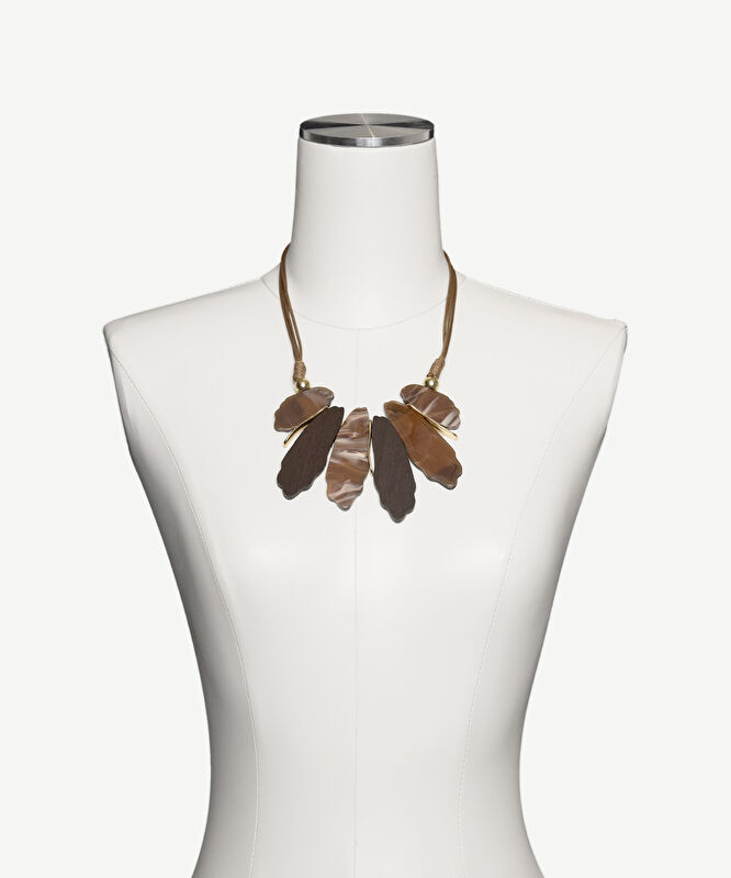 Ahşap Ve Akrilik Reçine Detaylı Kolye