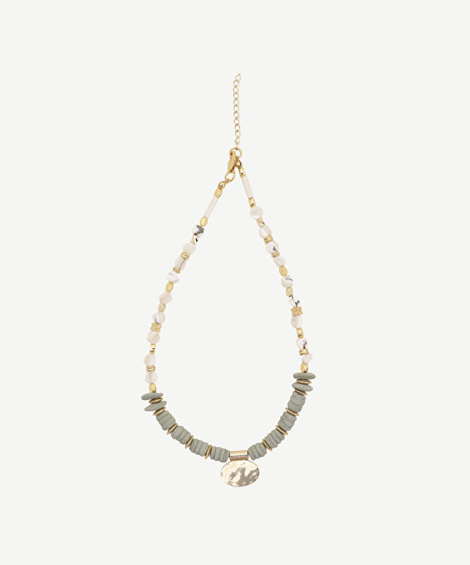 Doğal Taş Ve Seramik Detaylı Kolye