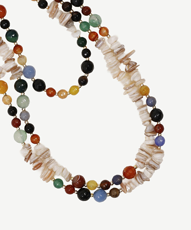 Akik Ve Sedef Detaylı Kolye