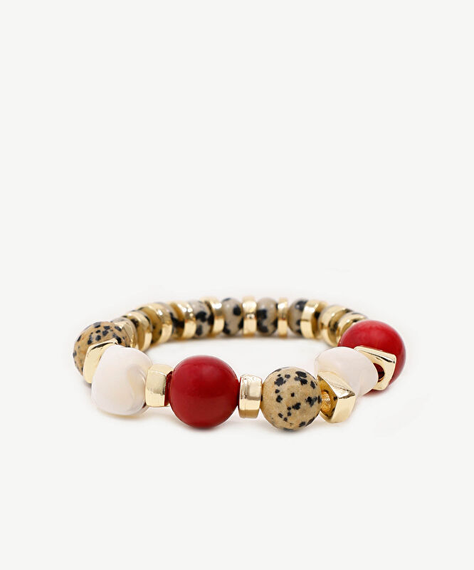 Mercan Detaylı Jasper Taşlı Bileklik