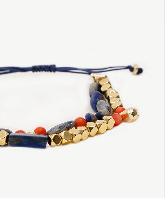 Doğal Taş Detaylı İkili İp Bileklik