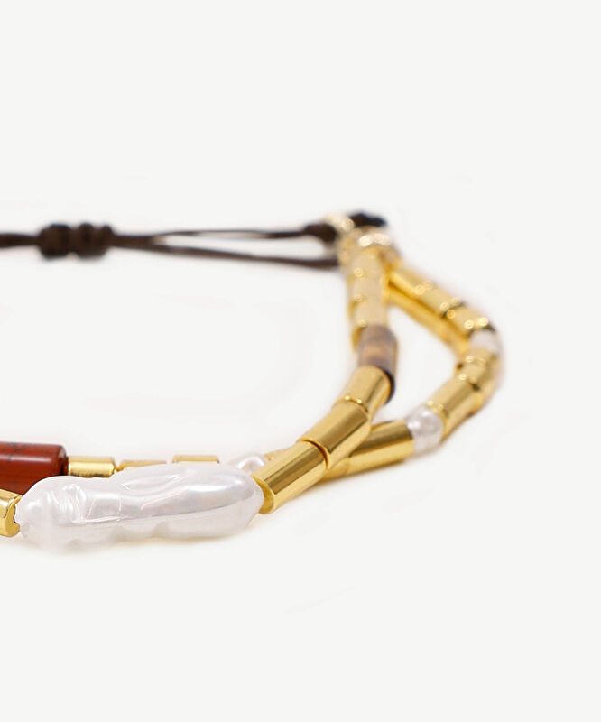 İnci Detaylı Hematit Bileklik