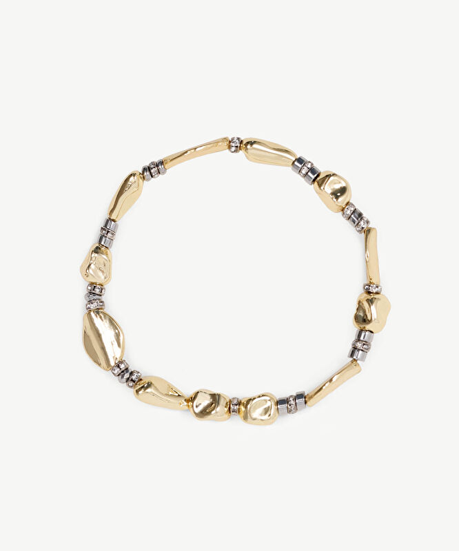 Cam Taş Detaylı Gold Bileklik