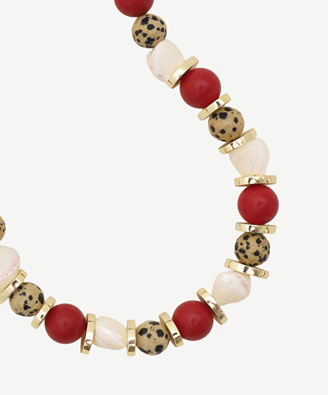 Mercan Ve Jasper Detaylı Kolye