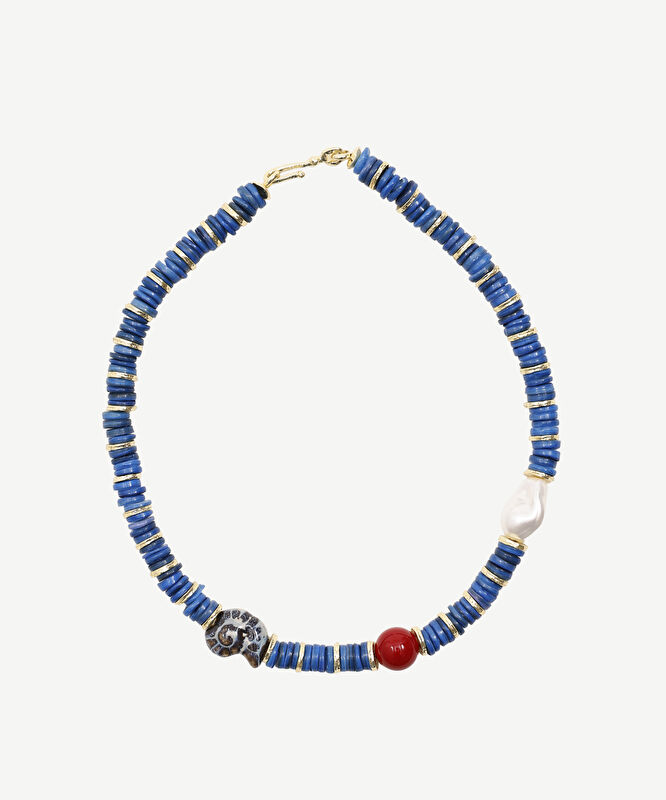 Doğal Taş Ve Sedef Detaylı Kolye