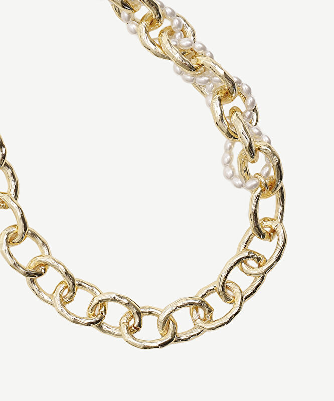 İnci Detaylı Büyük Halka Kolye