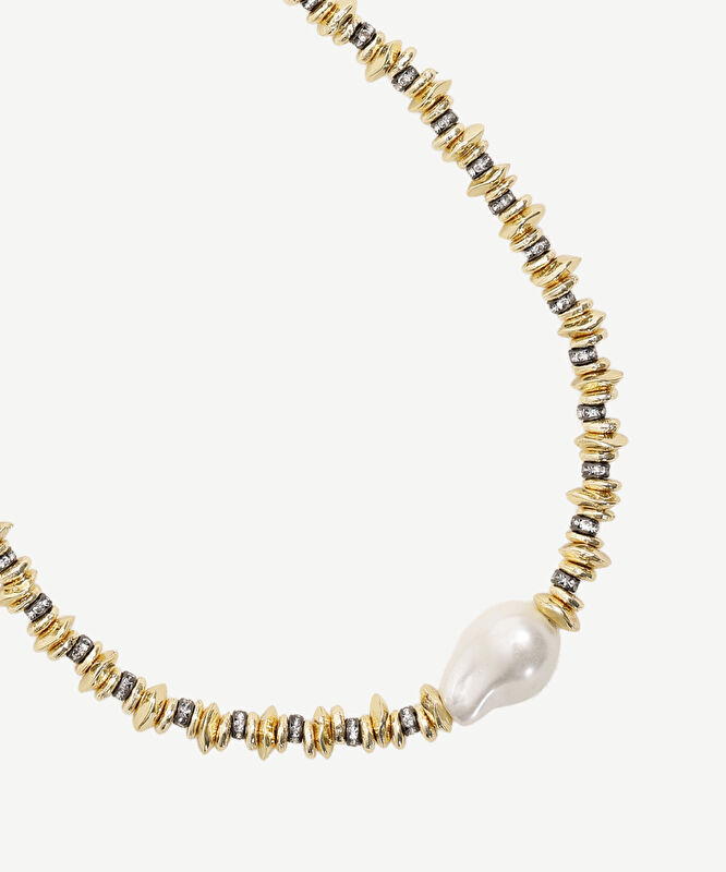 İnci Ve Cam Taş Detaylı Kolye