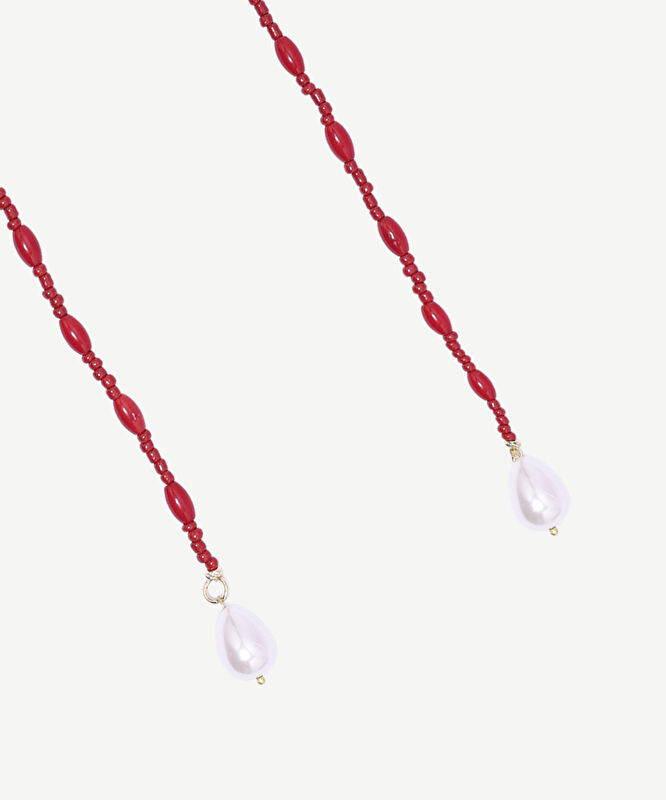 Mayorka İnci Detaylı Uzun Mercan Kolye