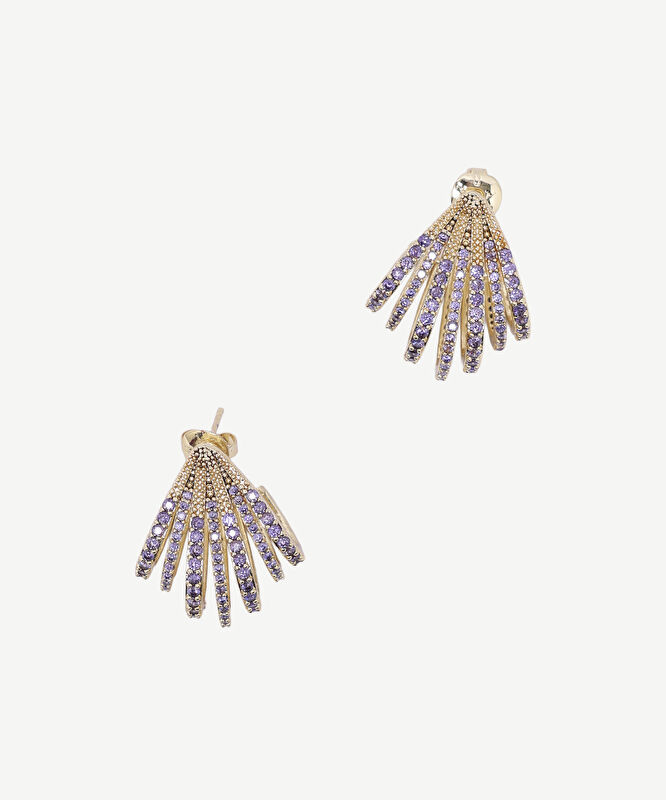 Cam Taşlı Sıralı Küpe