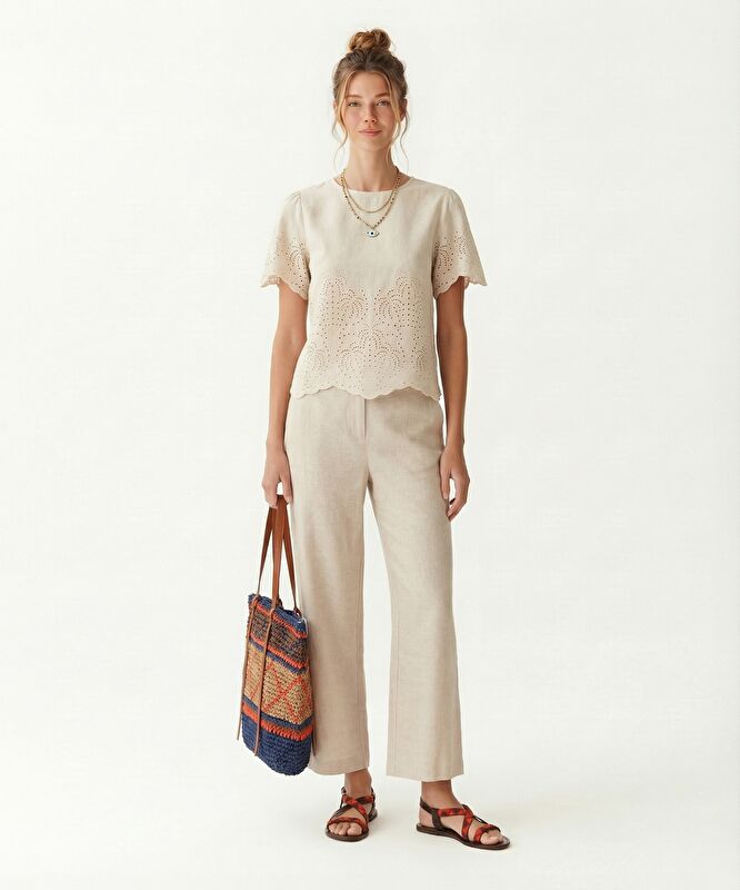 Regular Bisiklet Yaka Kısa Kol Bluz