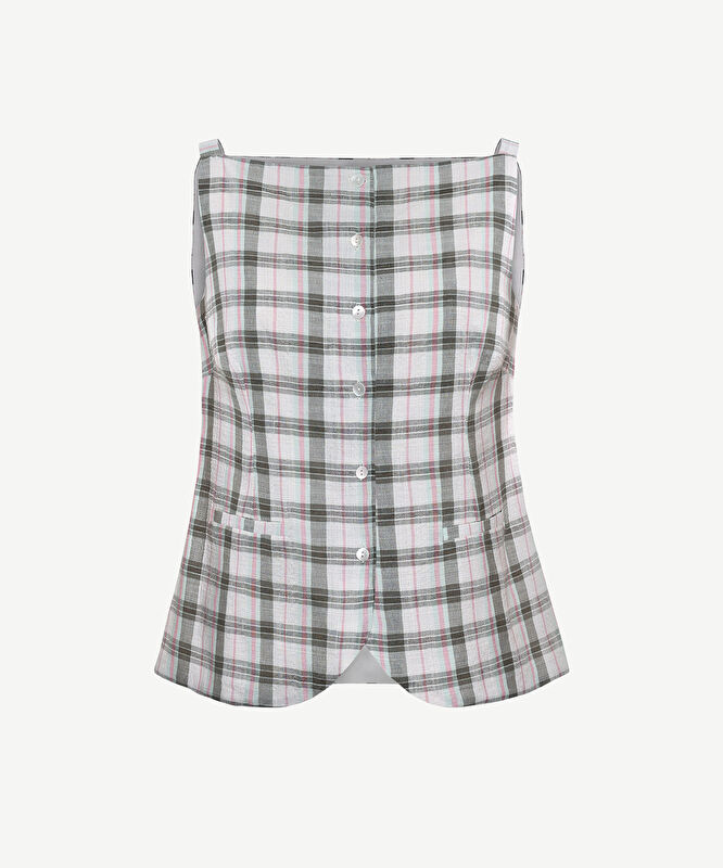 Fitted Kare Yaka Askılı Bluz