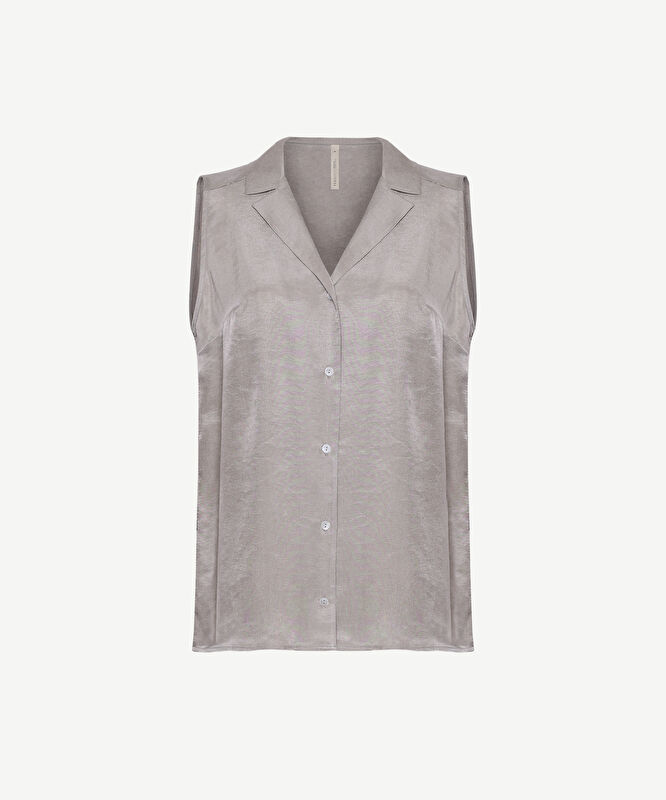 Regular Gömlek Yaka Kolsuz Bluz