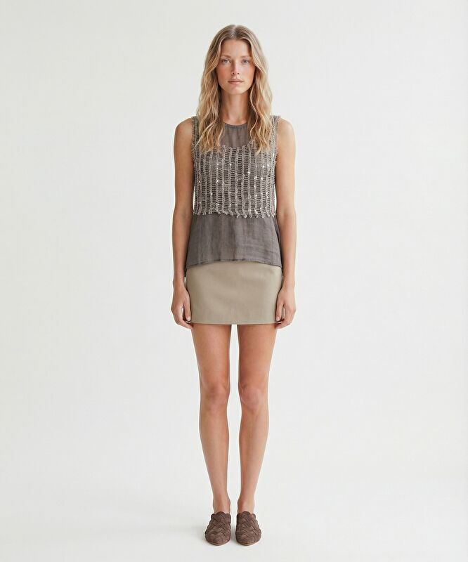 Regular Bisiklet Yaka Kolsuz Bluz